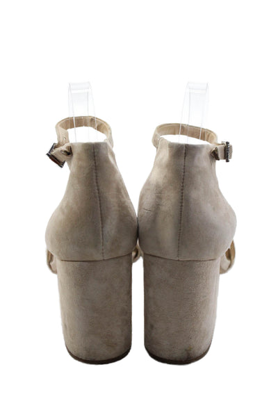 Sam Edelman Womens Suede Open Toe Ankle Strap Detail Heels Beige Size 9