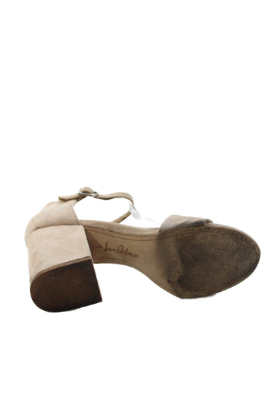 Sam Edelman Womens Suede Open Toe Ankle Strap Detail Heels Beige Size 9