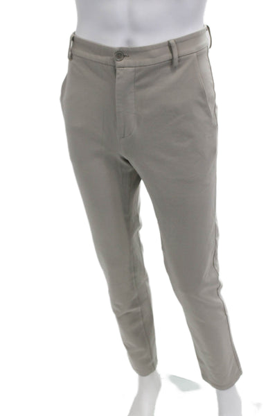 Patrick Assaraf Mens Ankle Cropped Dress Pants Beige Viscose Blend Size 34