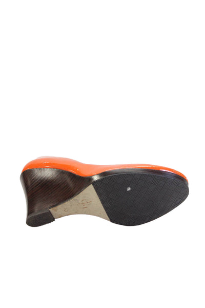 Cole Haan Womens Patent Leather Slip On Heels Orange Size 7