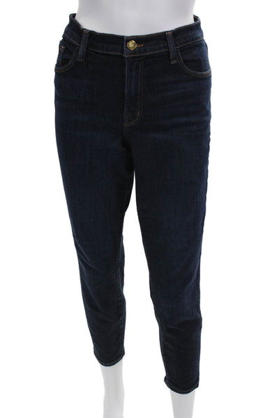 J Brand Women Ankle Cropped Dark Blue Denim Mid Rise Jeans Size 31
