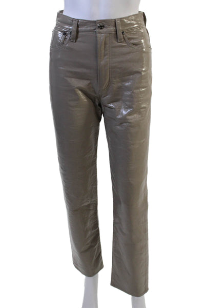 Agolde Women Cropped Gray Pants 29in Inseam 50% Recycled Leather Size 24