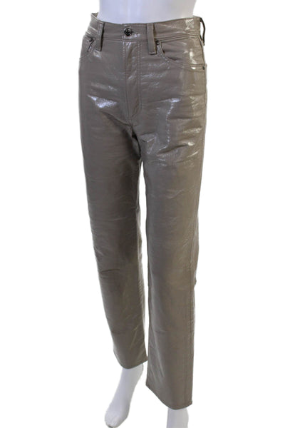 Agolde Women Cropped Gray Pants 29in Inseam 50% Recycled Leather Size 24