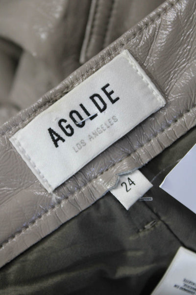Agolde Women Cropped Gray Pants 29in Inseam 50% Recycled Leather Size 24