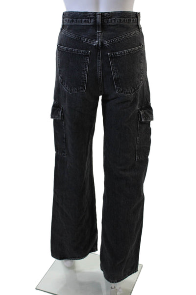Zara Unisex Dark Gray High-Rise Wide-Leg Jeans Size 23