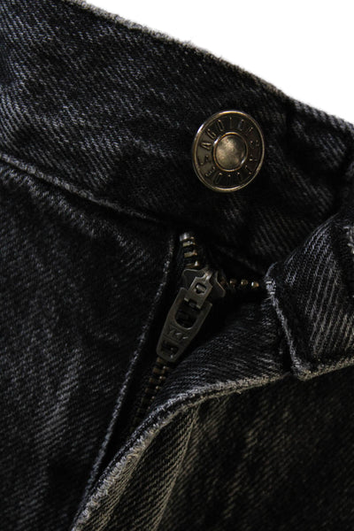 Zara Unisex Dark Gray High-Rise Wide-Leg Jeans Size 23
