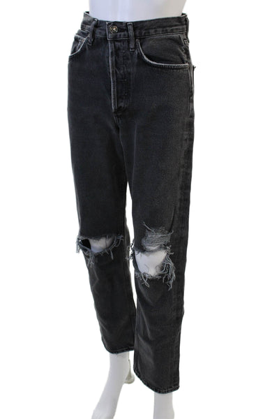 Agolde Unisex Cropped Straight Jeans Dark Gray High Rise Size 23
