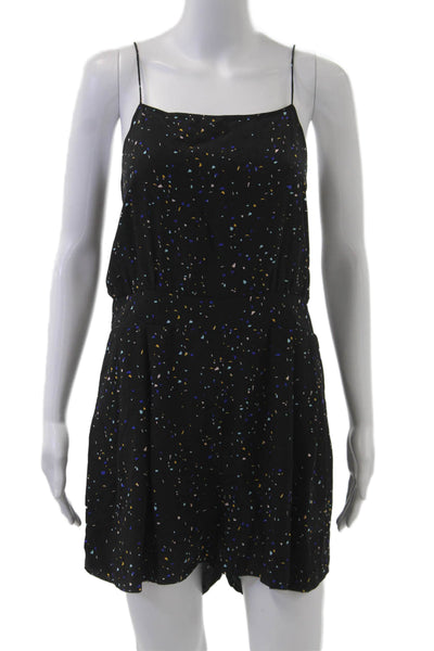 Wilfred Women Romper Black Silk Geometric Square Neck Sleeveless Size L