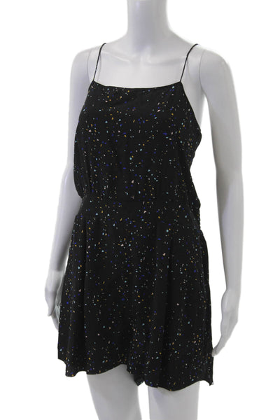 Wilfred Women Romper Black Silk Geometric Square Neck Sleeveless Size L