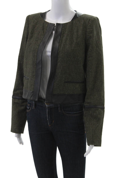 Cynthia Steffe Women Green Blazer Long Sleeve Zip Crew Neck Size 10