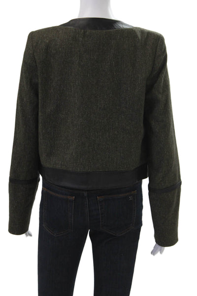 Cynthia Steffe Women Green Blazer Long Sleeve Zip Crew Neck Size 10