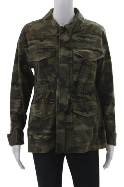 Sanctuary Women Military Jacket Green Camo Collared Button Size M