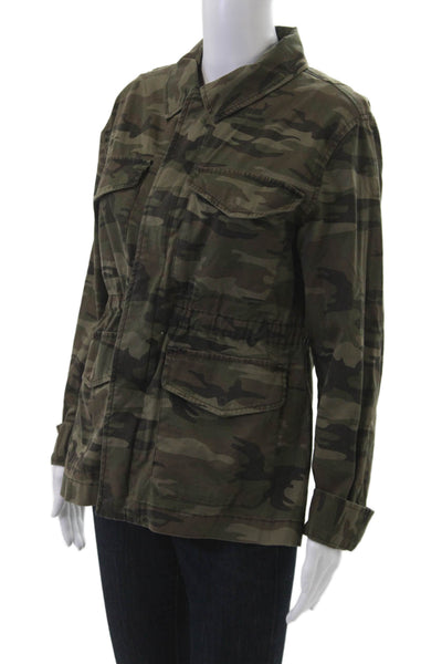 Sanctuary Women Military Jacket Green Camo Collared Button Size M