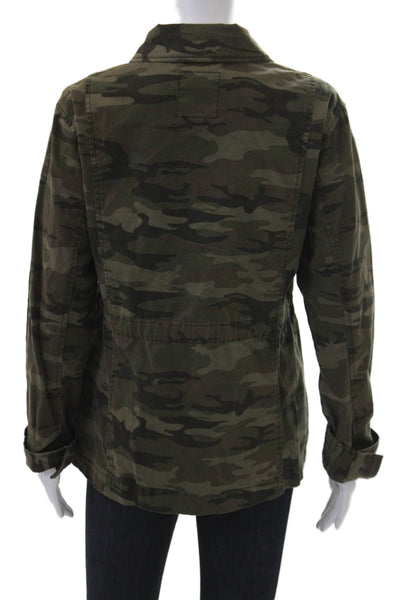 Sanctuary Women Military Jacket Green Camo Collared Button Size M