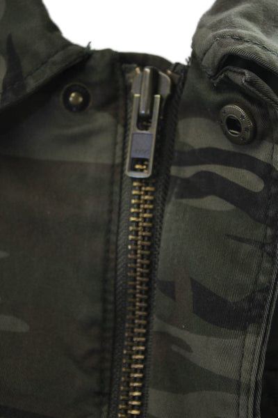 Sanctuary Women Military Jacket Green Camo Collared Button Size M