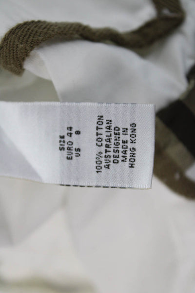 Sass & Bide Women Military Jacket White Striped Cotton High Neck Size S