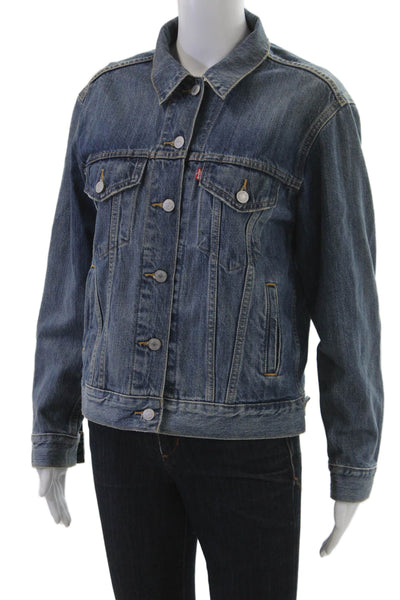 Levis Mens Dark Blue 90s Cotton Collared Long Sleeve Button Jacket Size S