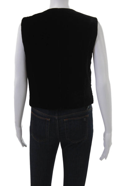 Zara Women Black V-Neck Sleeveless Polyester Vest Button Closure Size M