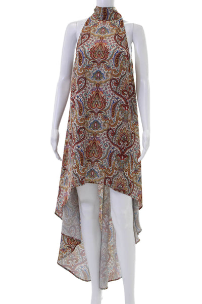 Finders Womens Kaftan Trapeze Swing Paisley Red Sleeveless Dress Size S