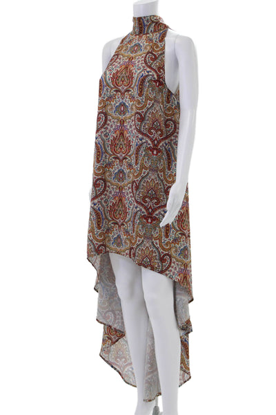 Finders Womens Kaftan Trapeze Swing Paisley Red Sleeveless Dress Size S