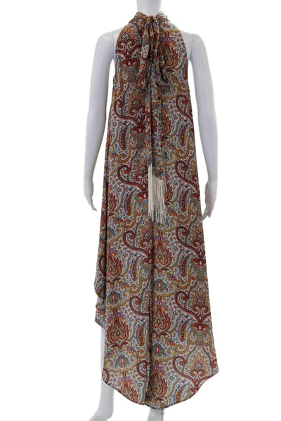 Finders Womens Kaftan Trapeze Swing Paisley Red Sleeveless Dress Size S