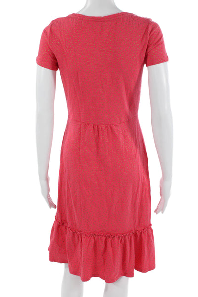Boden Women Pink Polka Dot V-Neck Cotton Sundress Short Sleeve Mid-Calf Size 2