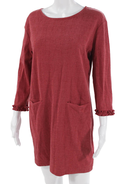 Cynthia Rowley, Women, Red Shift Dress 3/4 Sleeve Knee Length Size S
