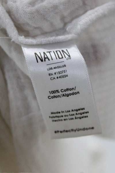 Nation LTD Womens Basic White V-Neck Cotton Short Sleeve Blouse Size S