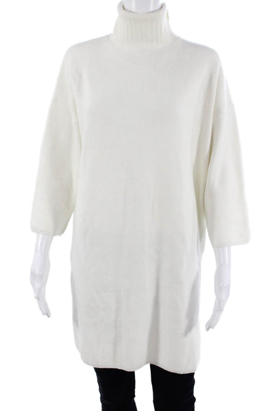 Pomander Place Womens White Pullover Turtleneck Sweater 3/4 Sleeve Size S