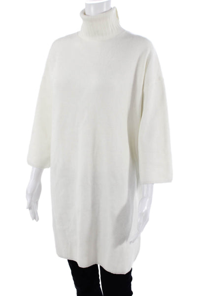 Pomander Place Womens White Pullover Turtleneck Sweater 3/4 Sleeve Size S