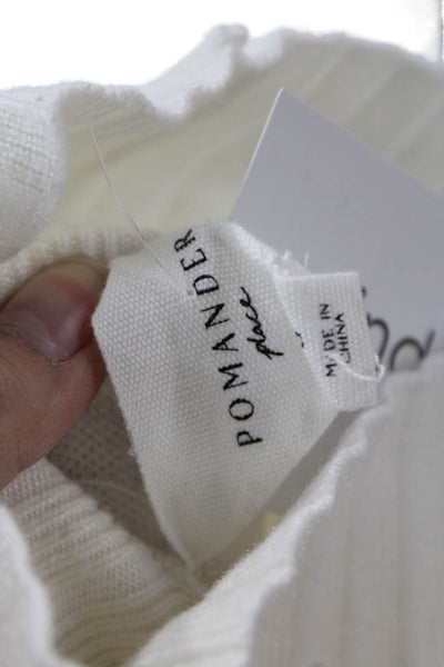 Pomander Place Womens White Pullover Turtleneck Sweater 3/4 Sleeve Size S