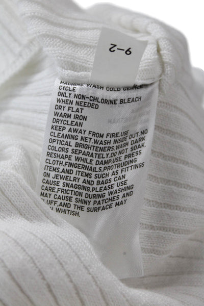 Uniqlo Womens Striped Cardigan Long Sleeve White Round Neck Size M