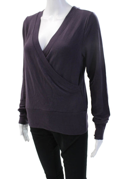 Athleta Women Purple V-Neck Wrap Sweatshirt Long Sleeve Size S
