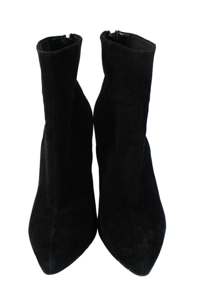 Steve Madden Womens Back Zip Stiletto Pointed Toe Booties Black Suede Size 8.5