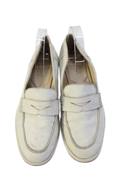 J. Mclaughlin Womens Slip On Round Toe Loafers White Leather Size 7.5