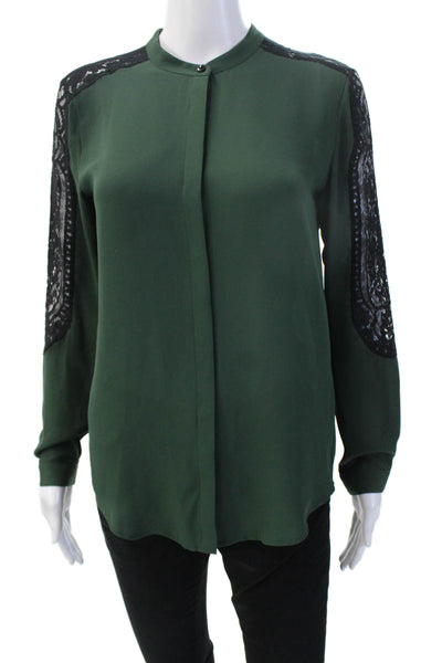 The Kooples Women Blouse Collared Button Long Sleeve Green Polyester Size XS