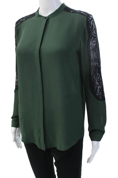The Kooples Women Blouse Collared Button Long Sleeve Green Polyester Size XS
