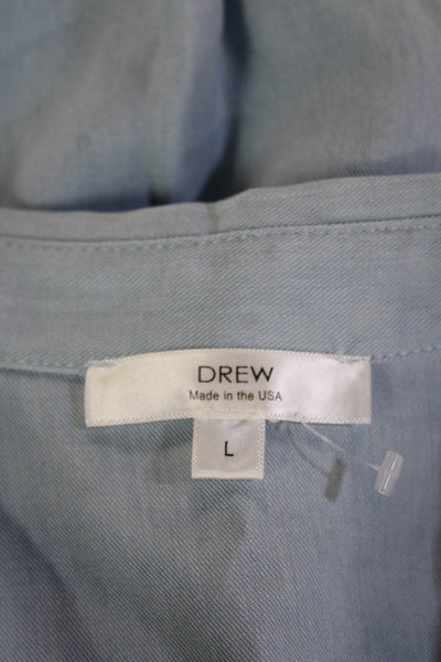 Drew Women Shirt Dress Light Blue Collared Sleeveless Button Knee Length Size L