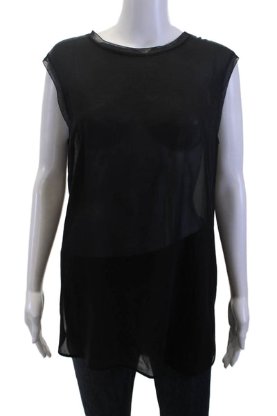 Vince, Women, Silk Blend Tunic Tank Top Sleeveless Crew Neck Black Size L