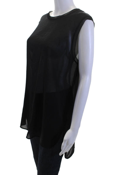 Vince, Women, Silk Blend Tunic Tank Top Sleeveless Crew Neck Black Size L