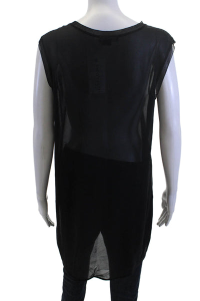 Vince, Women, Silk Blend Tunic Tank Top Sleeveless Crew Neck Black Size L