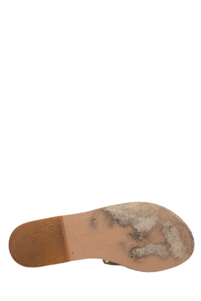 Ancient Greek Sandals Womens Single Strap Studded Slide Sandals Brown Suede 11