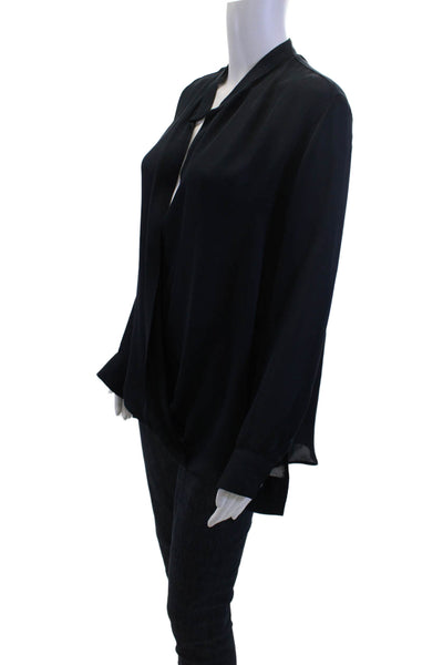 Lola & Sophie Women Classic Black Viscose Blend Long Sleeve Blouse Size L