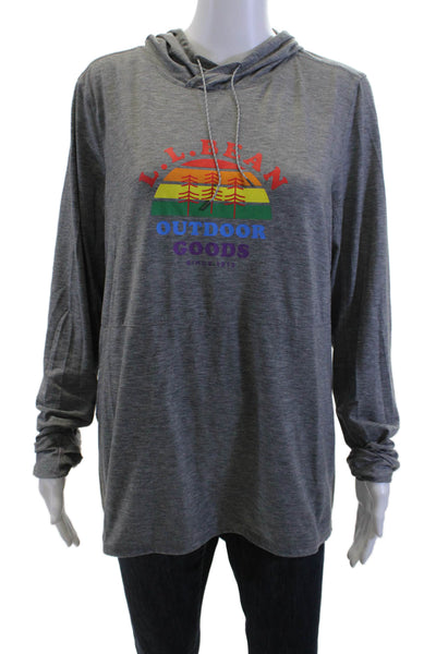 LL Bean Women Pullover Hoodie Gray Graphic Outdoor Long Sleeve Size XL
