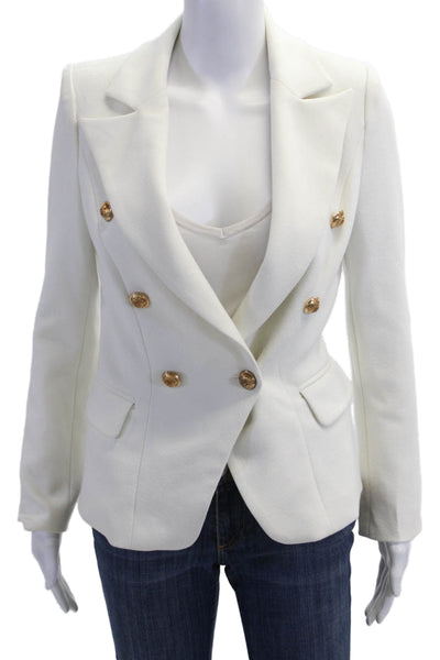 Lioness Wmens Double Breasted Long Sleeve Buttoned Blazer White Size XS