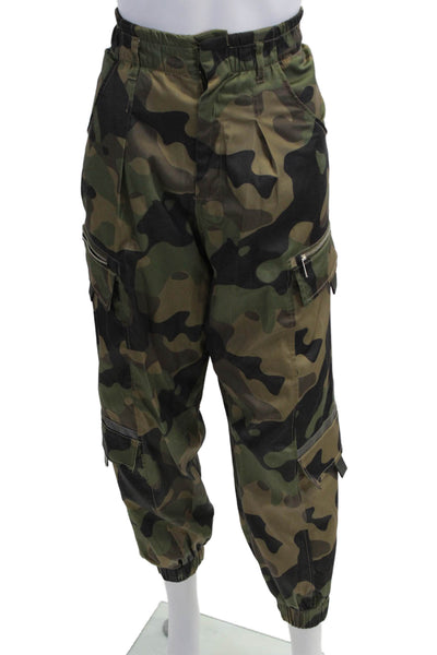 Zara Unisex Cargo Jogger Pants Black Camo Zip Size XS