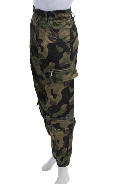 Zara Unisex Cargo Jogger Pants Black Camo Zip Size XS