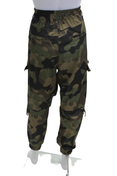 Zara Unisex Cargo Jogger Pants Black Camo Zip Size XS