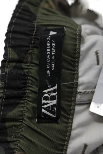 Zara Unisex Cargo Jogger Pants Black Camo Zip Size XS
