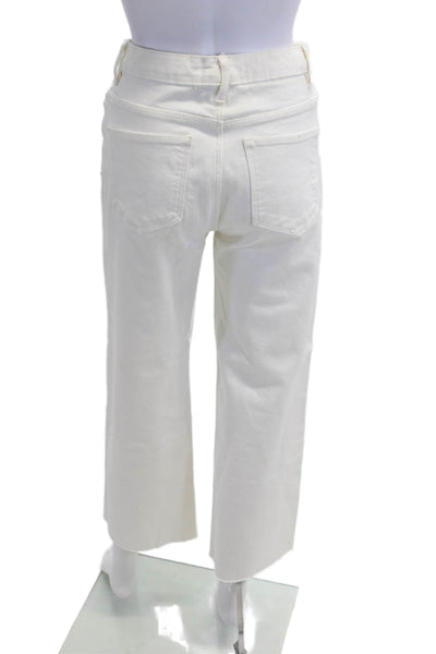 Zara Womens Cropped Wide-Leg Jeans White High-Rise 90s Size 2